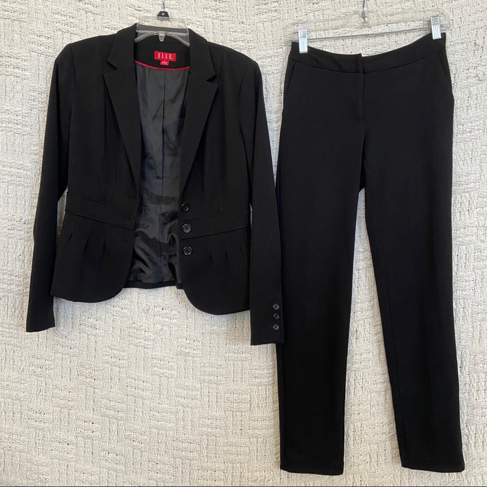 Elle Black Women Blazer Jacket and Pants Suit